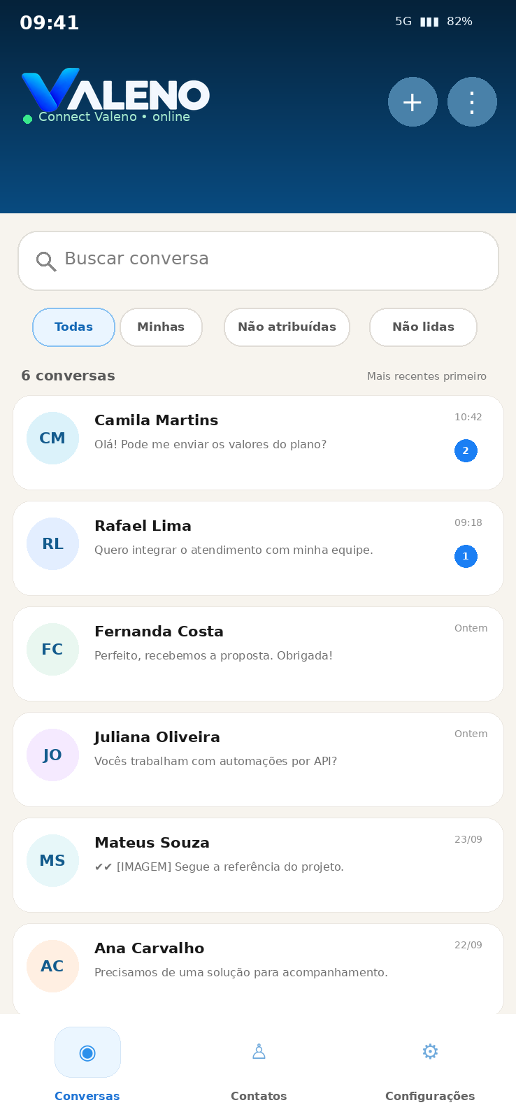 Atendimento mobile do Connect Valeno